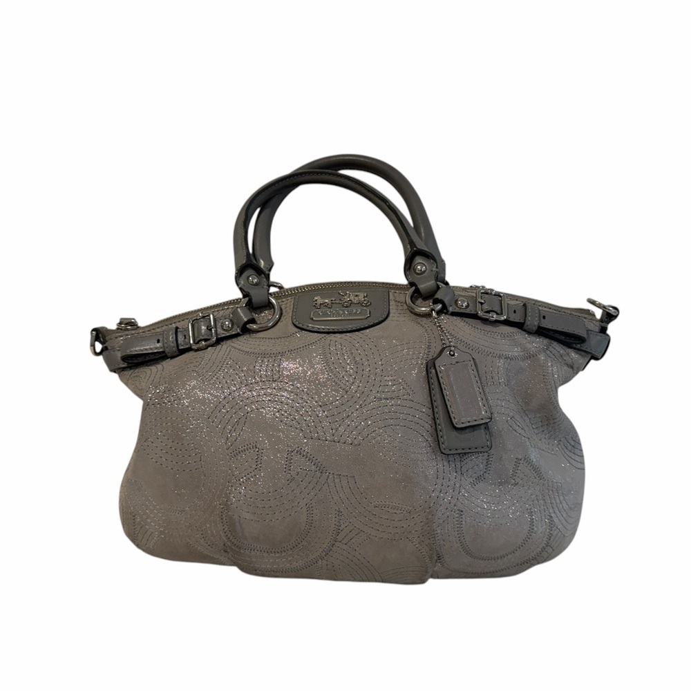 Coach Madison Sophia Op Art Satchel 18624 Metallic Silver Gray